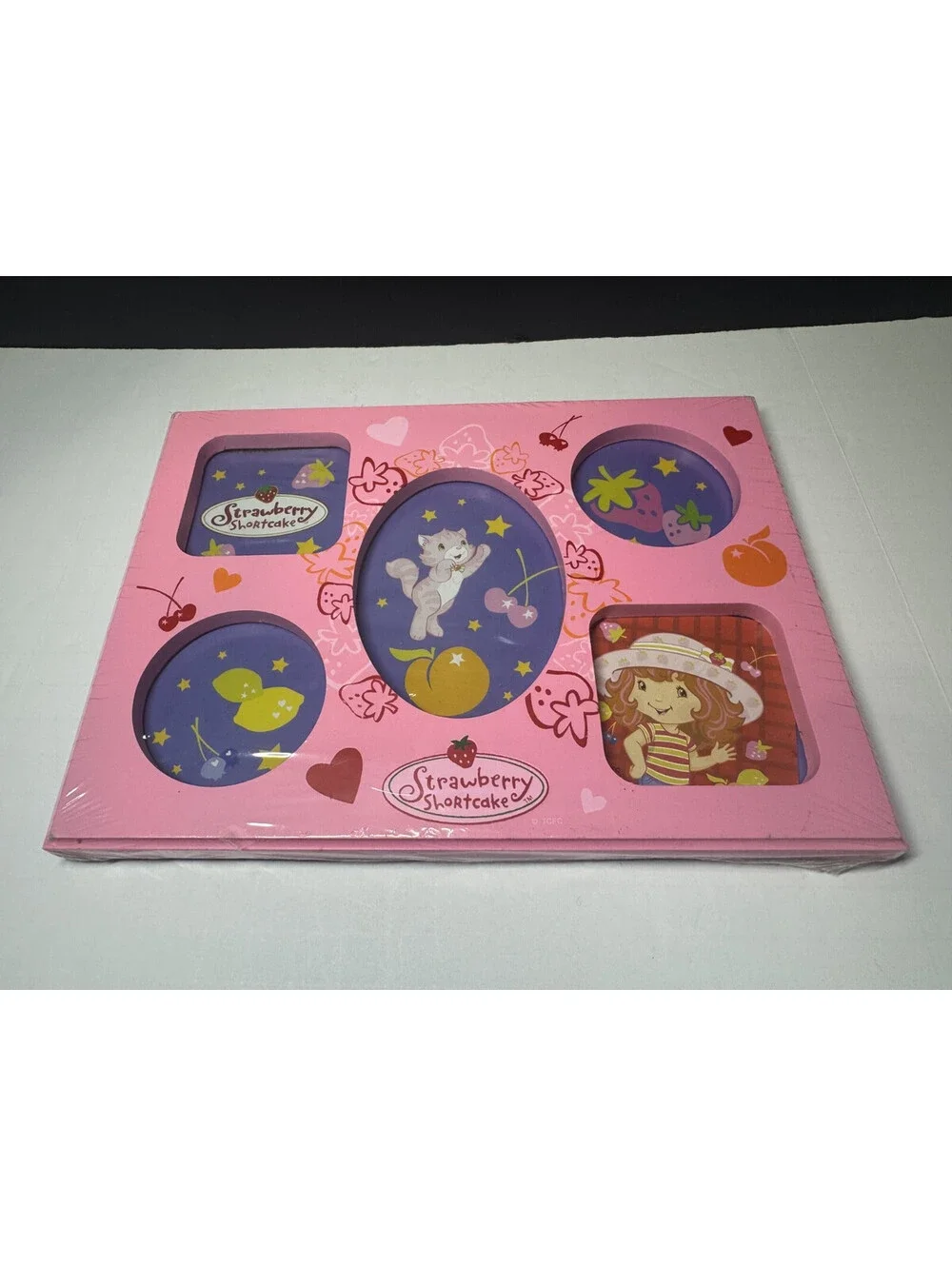 Vintage Strawberry Shortcake Picture Frame 5 Small Photos Pink 2008 - 9.5x7
